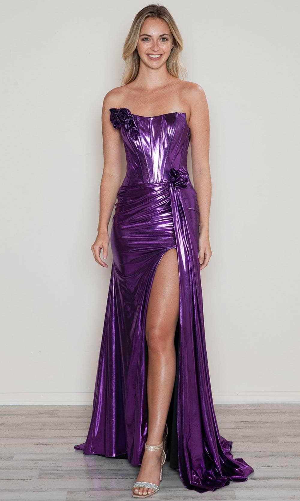 Poly USA 9682 - Sheath Silhouette Corset Prom Gown Evening Dresses XS /  Purple