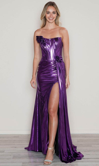 Poly USA 9682 - Sheath Silhouette Corset Prom Gown Evening Dresses XS /  Purple