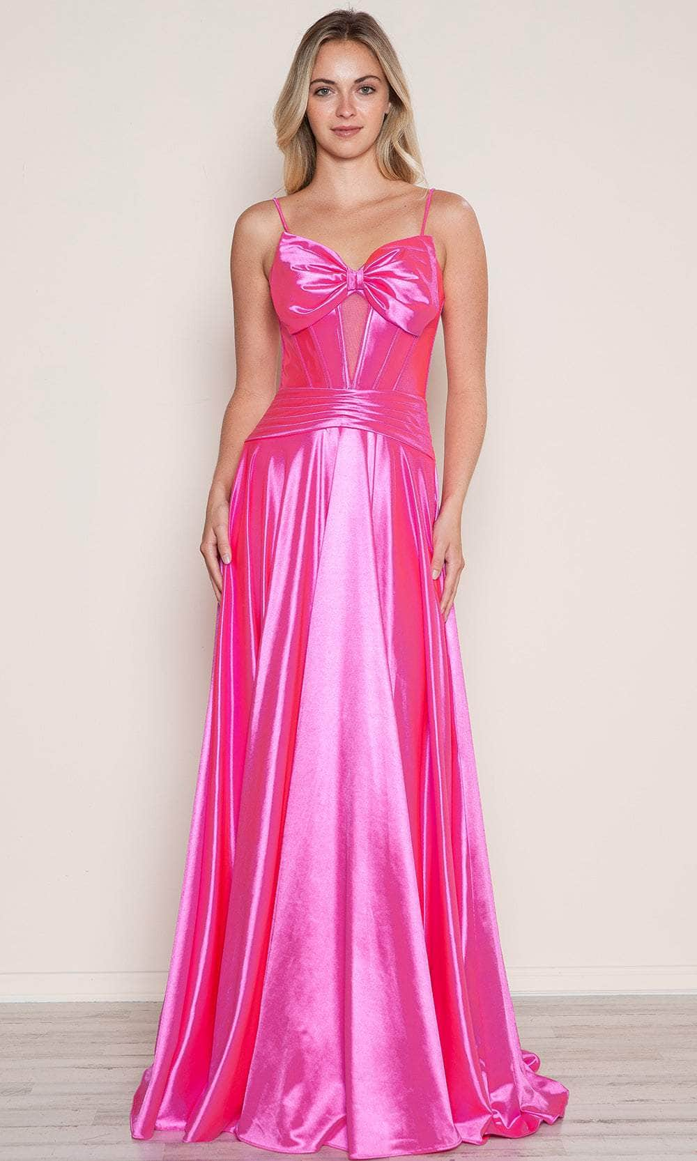 Poly USA 9702 - Sleeveless Bow Accent Prom Dress Prom Dresses XS /  Pink