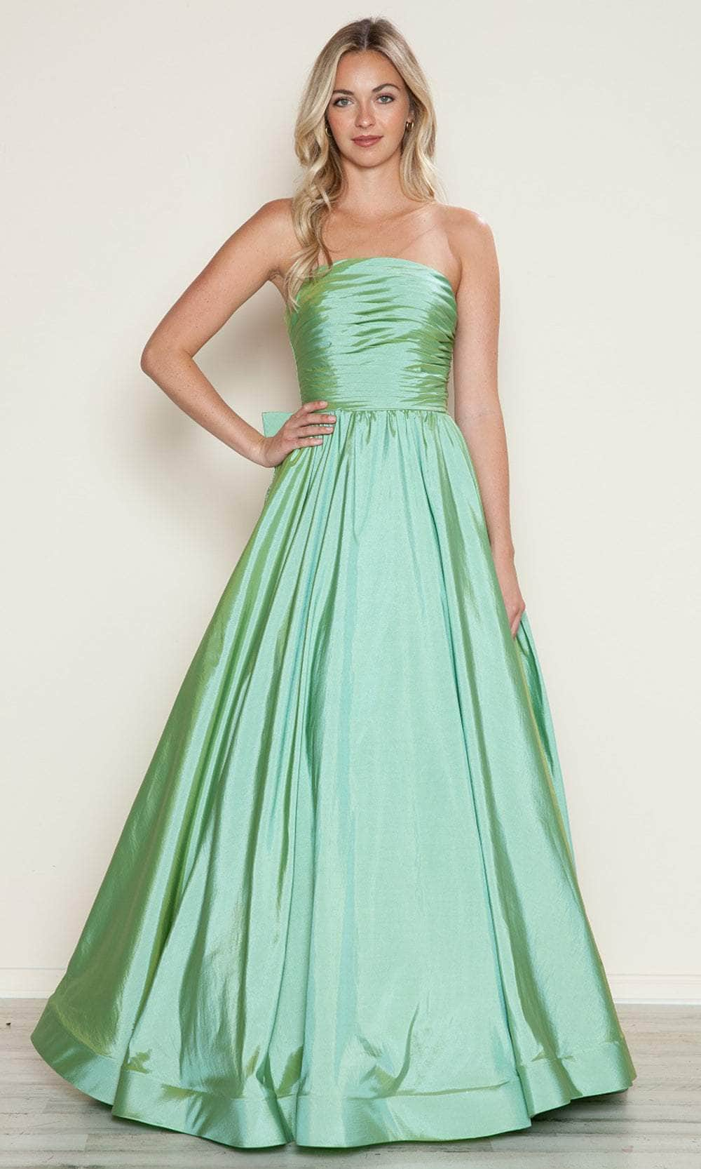 Poly USA 9754 - Strapless Prom Dress with Back Bow Prom Dresses XS /  Sage