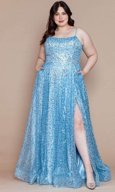 Poly USA W1142 - Pearl Ornate Plus Prom Dress Prom Dresses XS / Blue