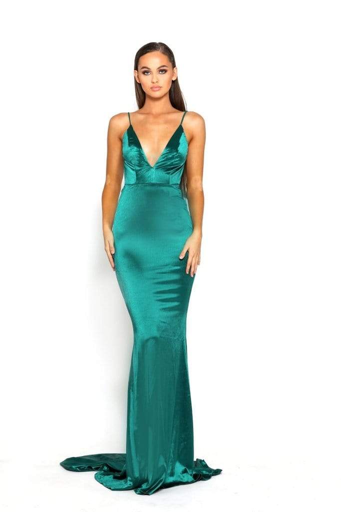 Portia and Scarlett - PS1934 Deep V-Neck Trumpet Dress With Train Prom Dresses