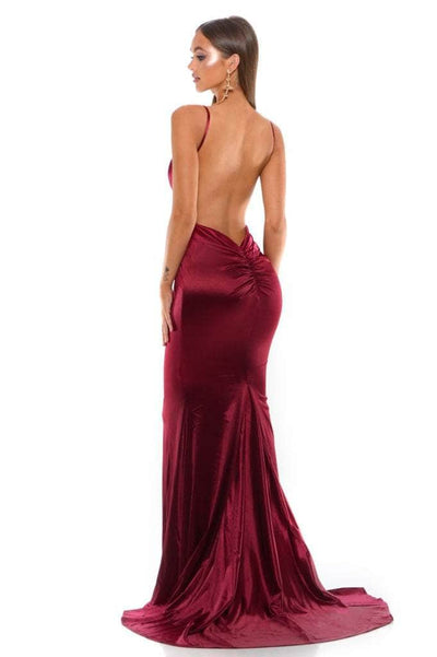 Portia and Scarlett - PS1934 Deep V-Neck Trumpet Dress With Train Prom Dresses