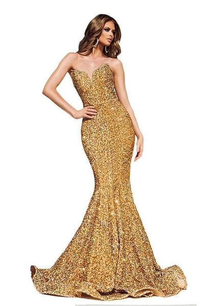 Portia and Scarlett PS21208 - Velvet Sequin Evening Gown