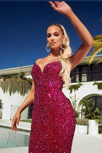 Portia and Scarlett PS21208 - Velvet Sequin Evening Gown