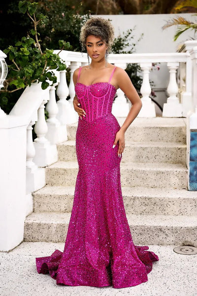 Portia and Scarlett - Ps22036 Corset Style Sequin Gown Prom Dresses