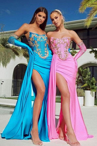 Portia and Scarlett - PS22235 Floral Lace Strapless Sheath Gown Prom Dresses