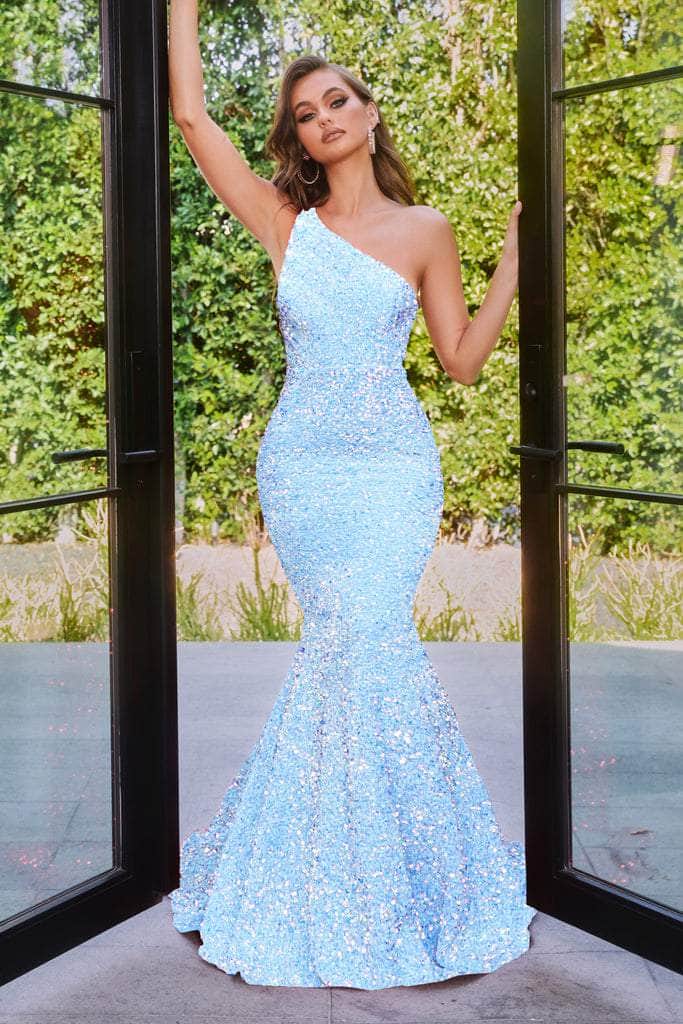 Portia and Scarlett - PS22350 One-Shoulder Sequin Mermaid Gown Prom Dresses