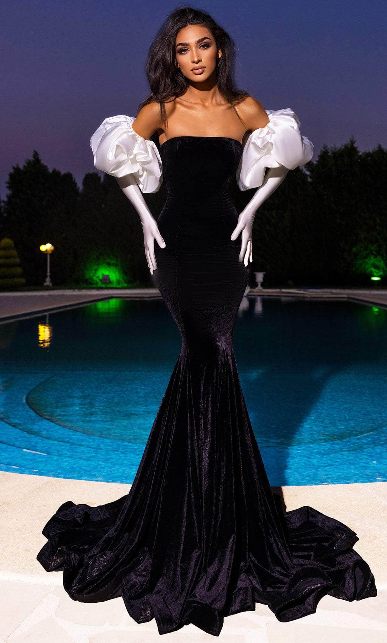 Portia and Scarlett PS23039 - Straight Across Mermaid Prom Gown Prom Dresses 0 / Black