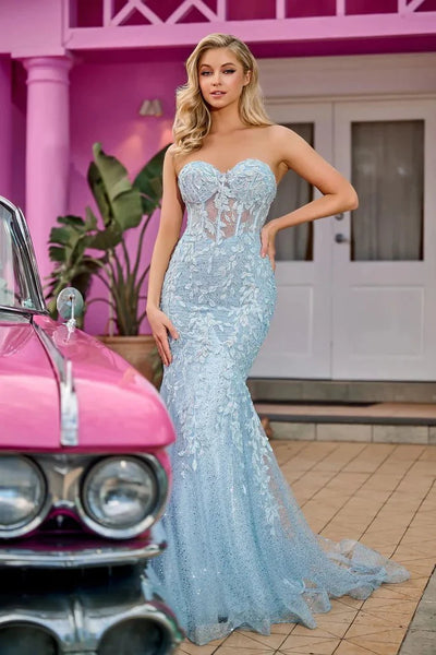 Portia and Scarlett PS24144 - Lace Appliqued Mermaid Prom Gown Prom Dresses