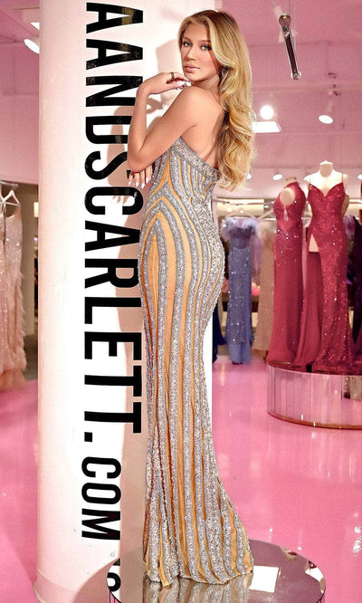 Portia and Scarlett PS24860C - Strapless Beaded Bodycon Prom Gown Special Occasion Dress