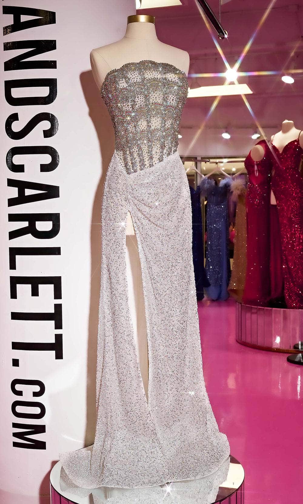 Portia and Scarlett PS24882C - Strapless Fitted Embellished Prom Dress Special Occasion Dress