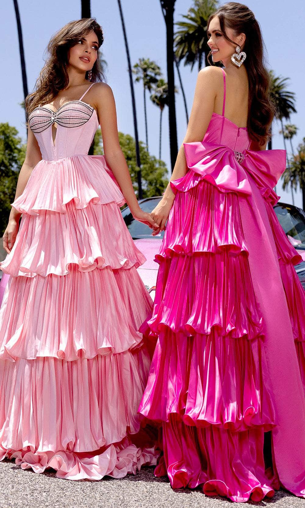 Portia and Scarlett PS25165 - Cutout Tiered Prom Dress Prom Dresses 00/ Hot Pink