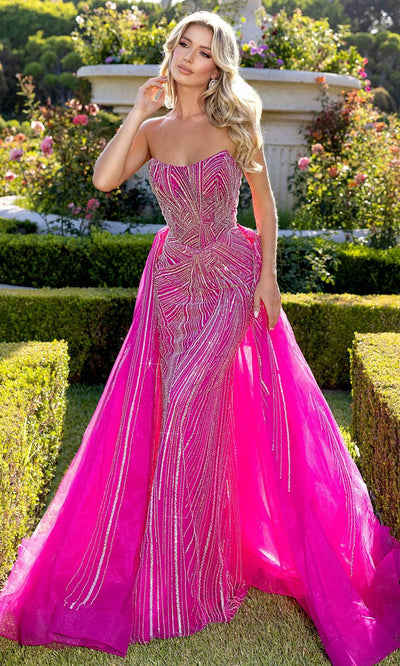 Portia and Scarlett PS25175 - Strapless Beaded Prom Gown Pageant Dresses 00/ Fuchsia