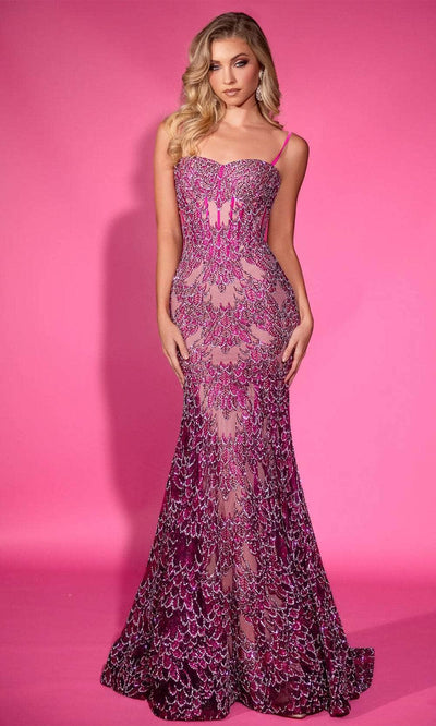 Portia and Scarlett PS25251 - Lace Mermaid Prom Dress Prom Dresses 00/ Fuschia/Nude