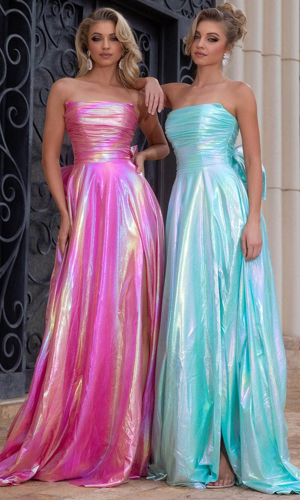 Portia and Scarlett PS25283 - Strapless Bow-Accented Back Prom Gown Prom Dresses 00/ Aqua