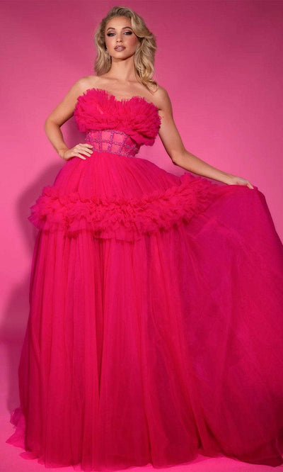 Portia and Scarlett PS25305 - Beaded Strapless Ballgown Ball Gowns 00/ Hot Pink