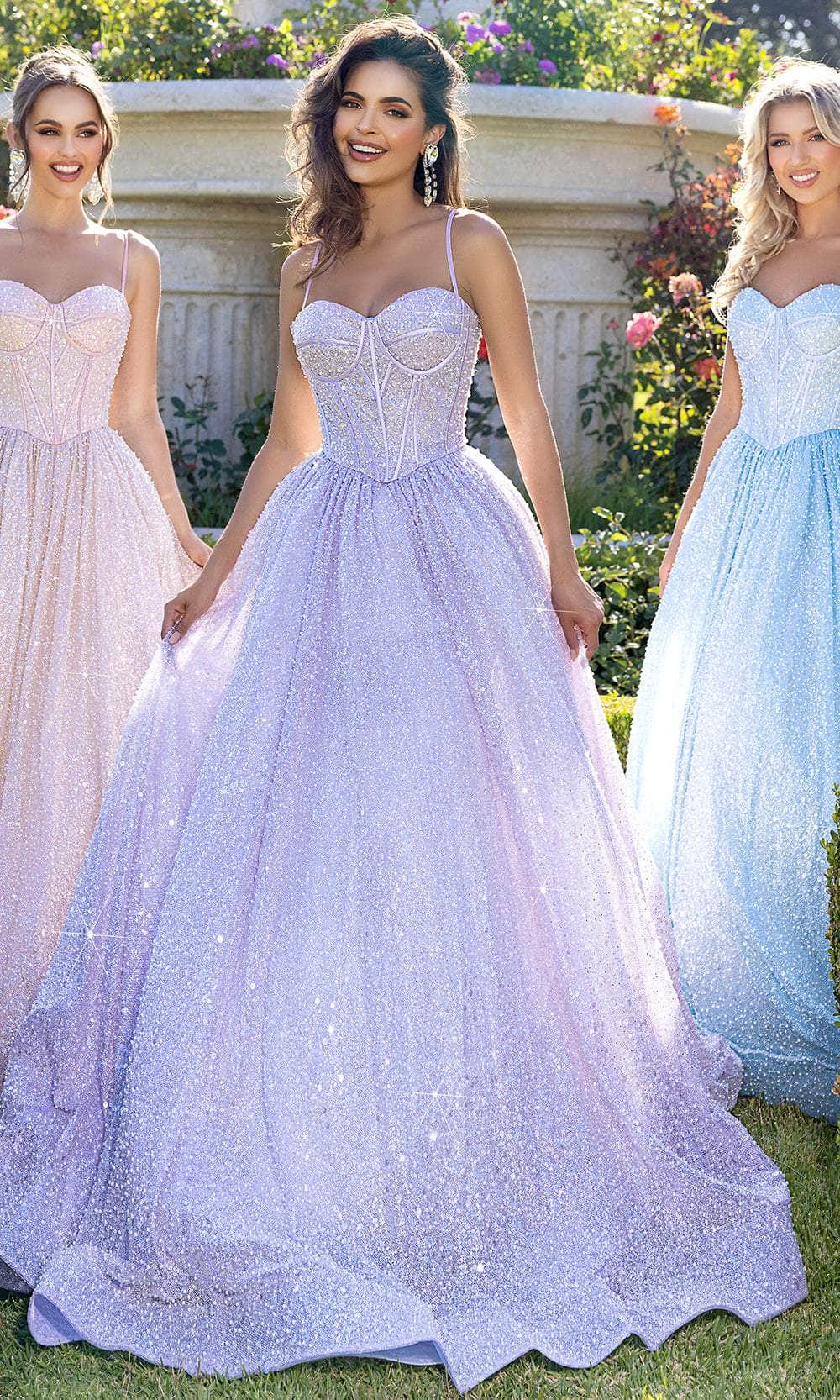 Portia and Scarlett PS25308 - Spaghetti Straps Beaded Prom Ballgown Quinceanera Dresses 00/ Blue