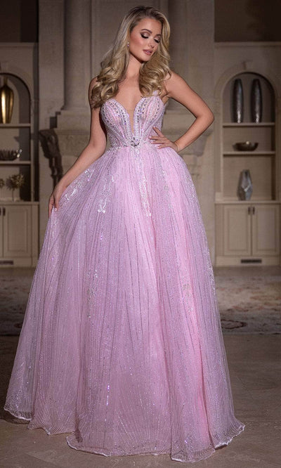 Portia and Scarlett PS25310 - Embellished A-Lie Prom Dress Prom Dresses 00 / Pink