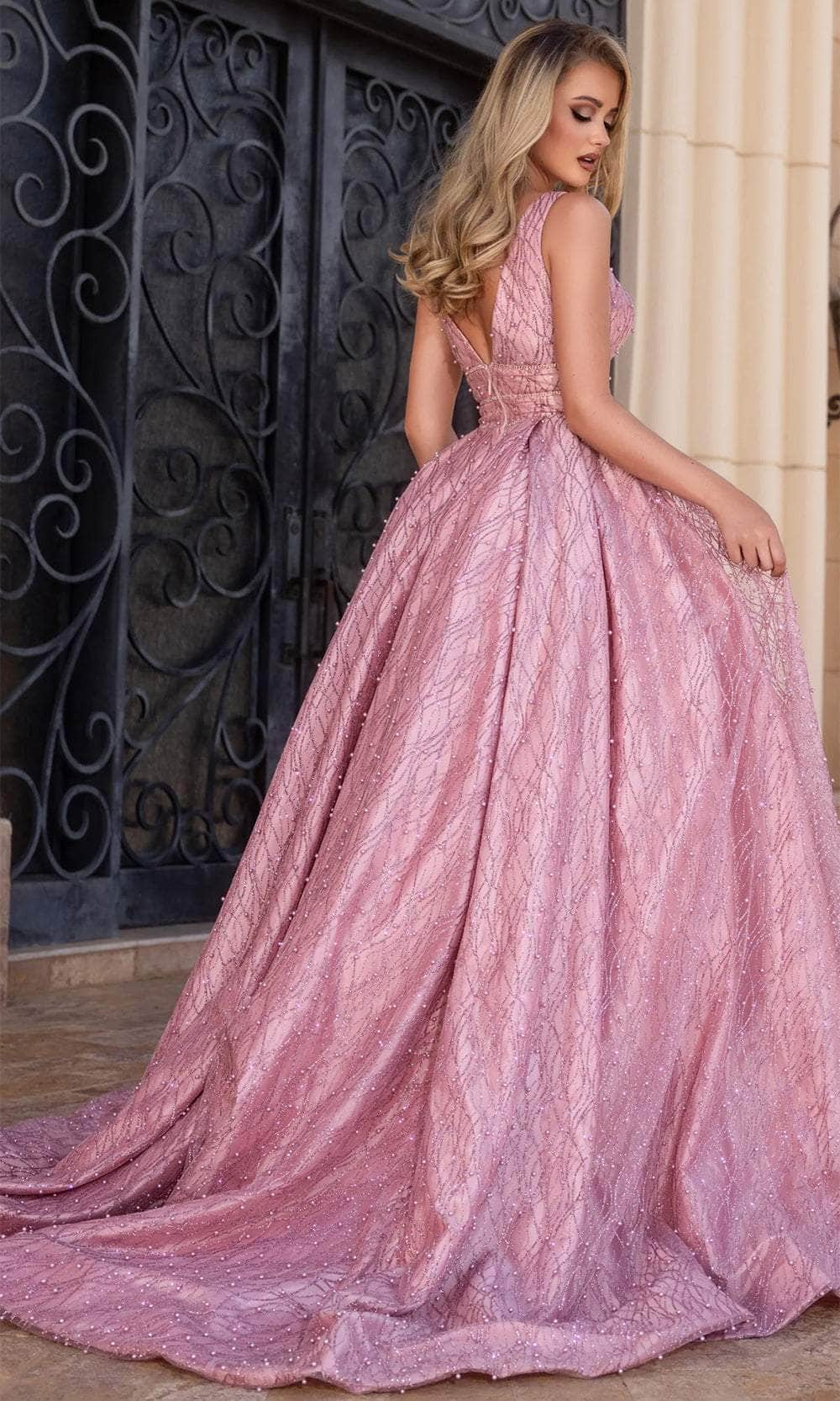 Portia and Scarlett PS25316 - Open Back Beaded Ballgown Ball Gowns