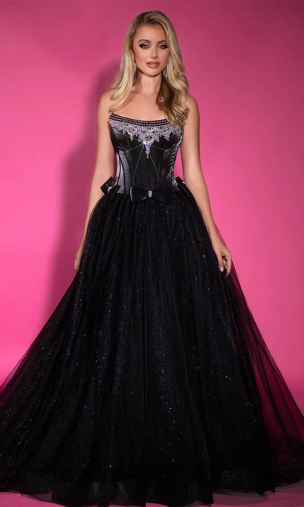 Portia and Scarlett PS25336 - Glitters Strapless Scoop Ballgown Ball Gowns 00/ Black