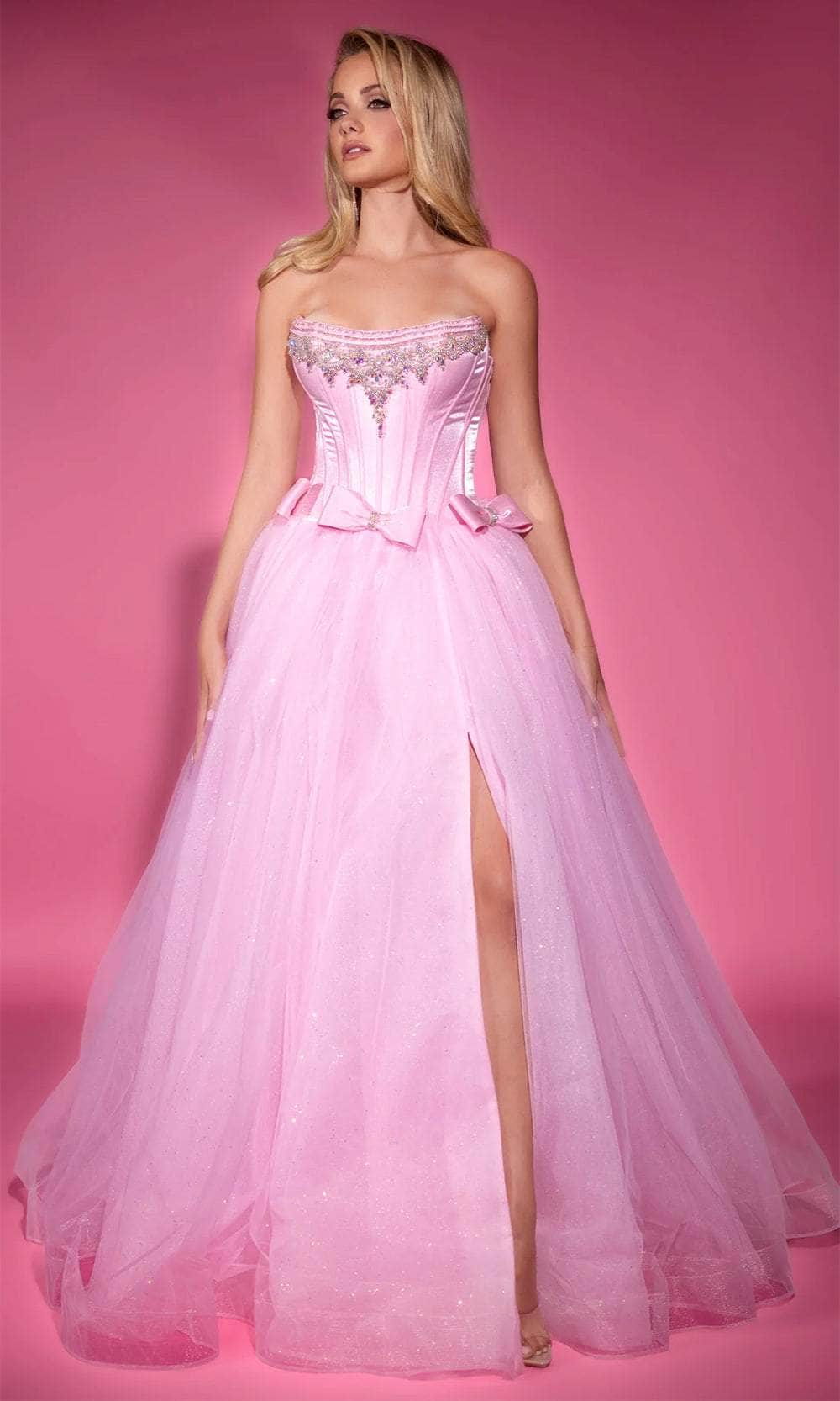 Portia and Scarlett PS25336 - Glitters Strapless Scoop Ballgown Ball Gowns 00/ Pink