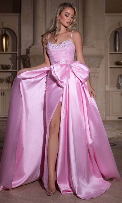 Portia and Scarlett PS25651E - Bow-Detailed Overskirt Prom Gown Prom Dresses 00/ Pink