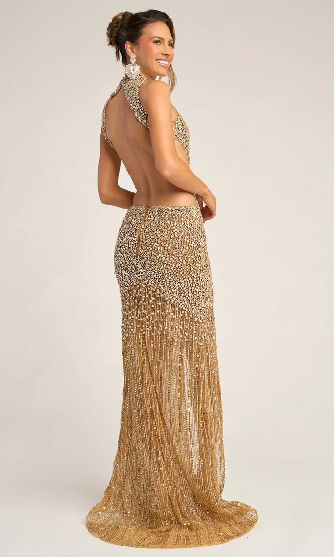 Portia and Scarlett PS25988C - Sparkle Plunging V-Neck Gown with Slit