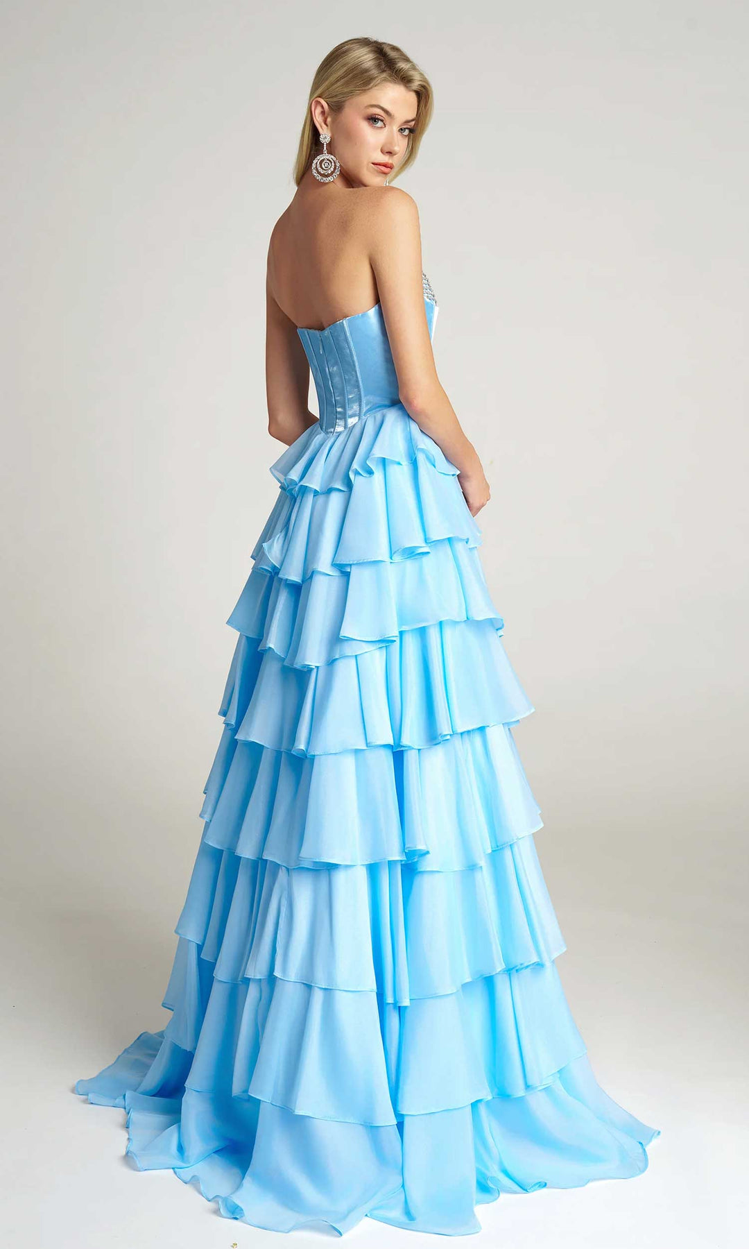Portia and Scarlett PS26024 - Beaded Bust Ruffle A-Line Gown