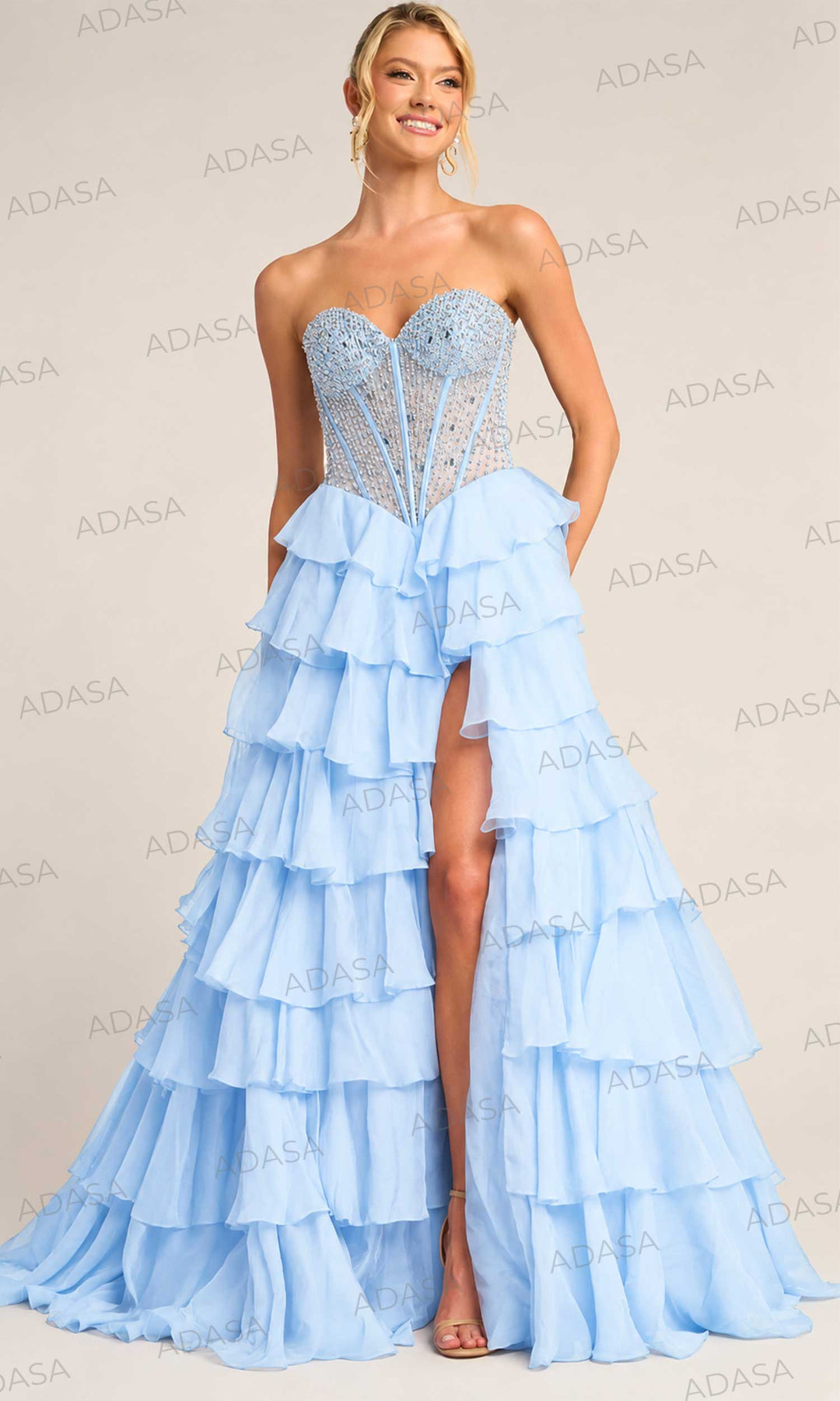Portia and Scarlett PS26037 - Tiered Ruffle Sweetheart Long Dress