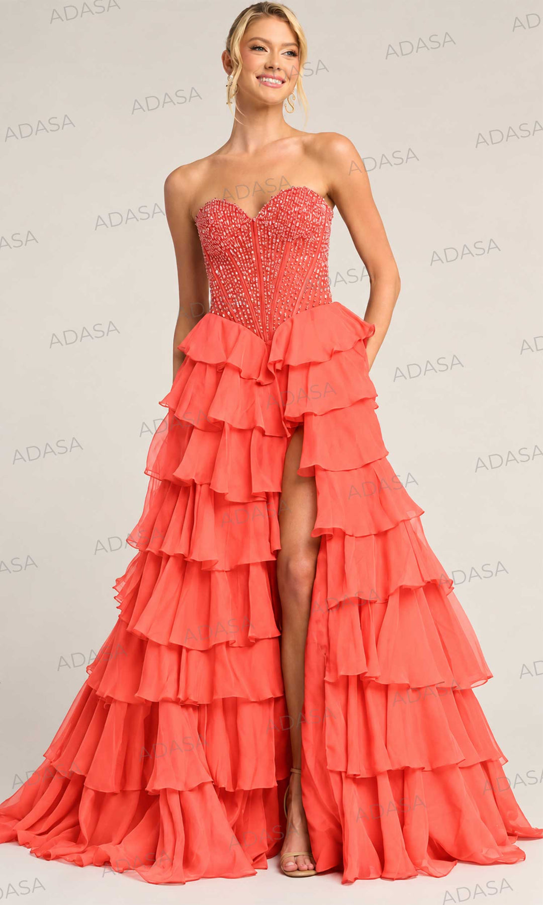 Portia and Scarlett PS26037 - Tiered Ruffle Sweetheart Long Dress