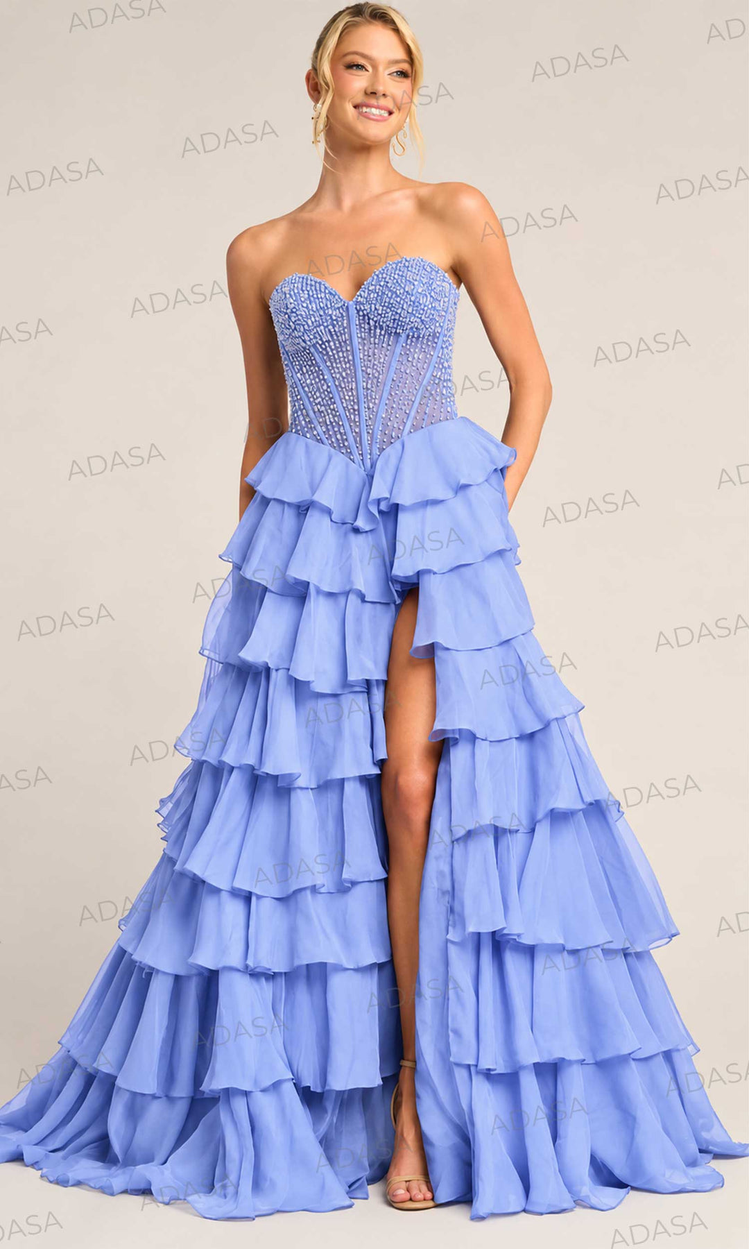 Portia and Scarlett PS26037 - Tiered Ruffle Sweetheart Long Dress