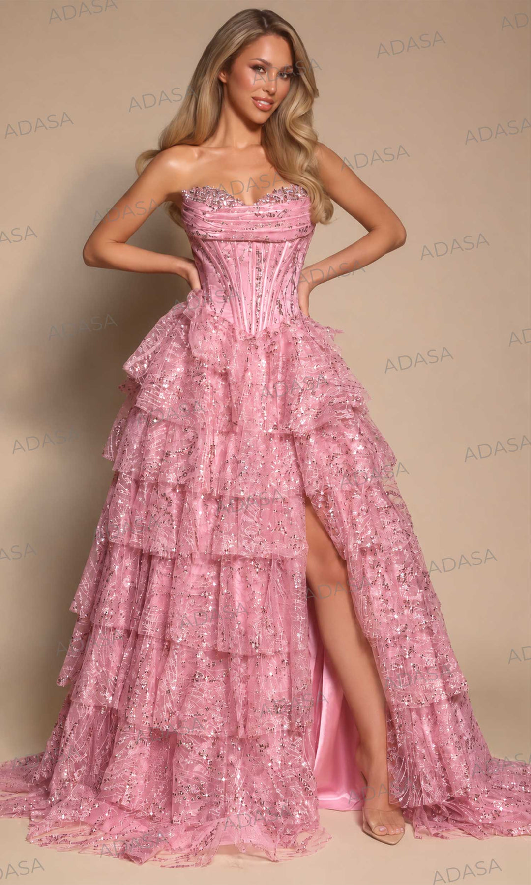 Portia and Scarlett PS26099 - Embellished Tiered Ruffle Ballgown
