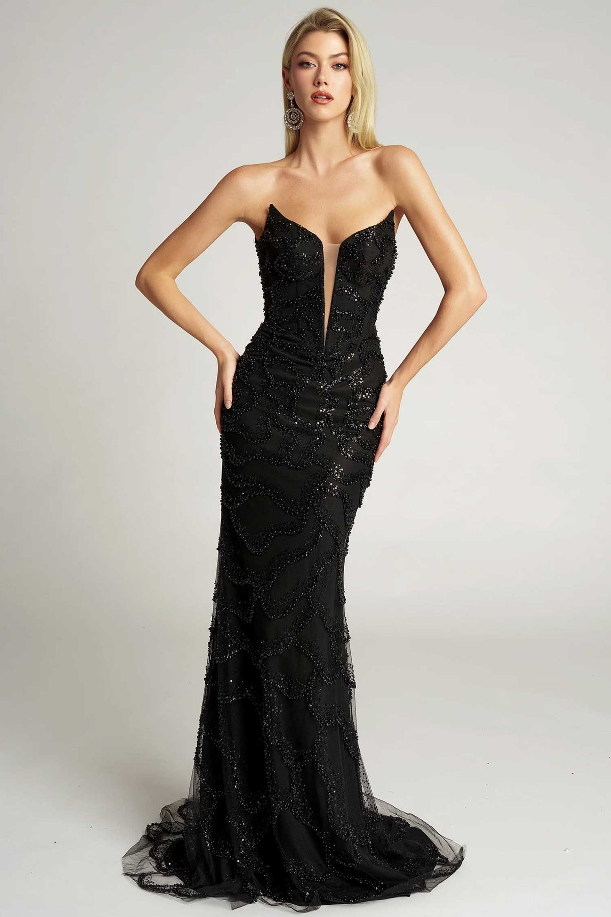 Portia and Scarlett PS26126 - Strapless Plunge V-Neck Gown with Sparkle