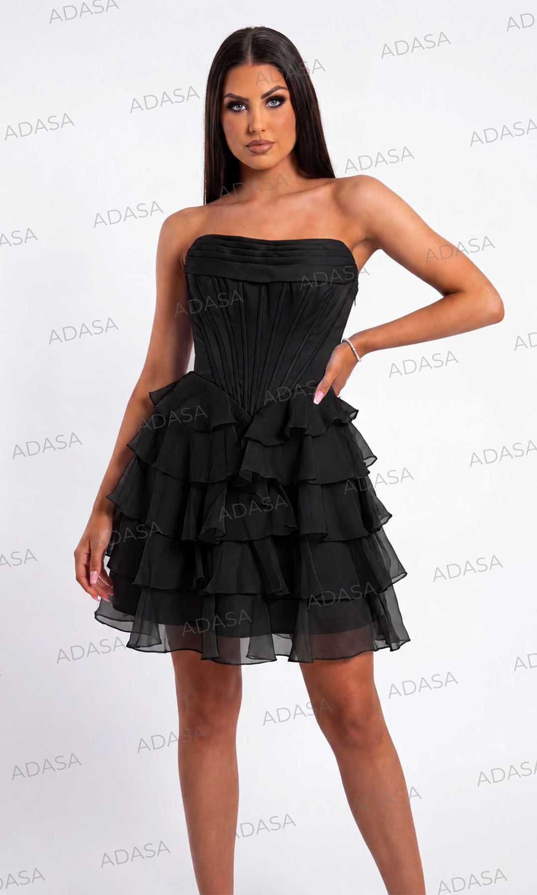 Portia and Scarlett PS26749 - Corset Bodice A-Line Dress with Ruffles