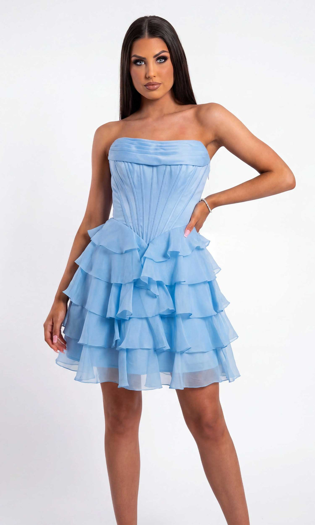 Portia and Scarlett PS26749 - Corset Bodice A-Line Dress with Ruffles