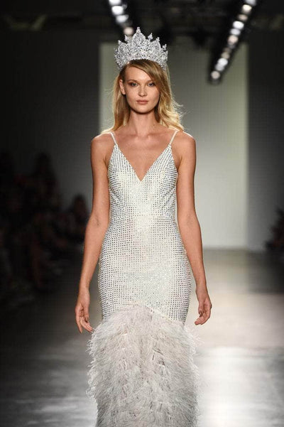 Portia and Scarlett - PS6826 V Neck Feathered Dress Prom Dresses