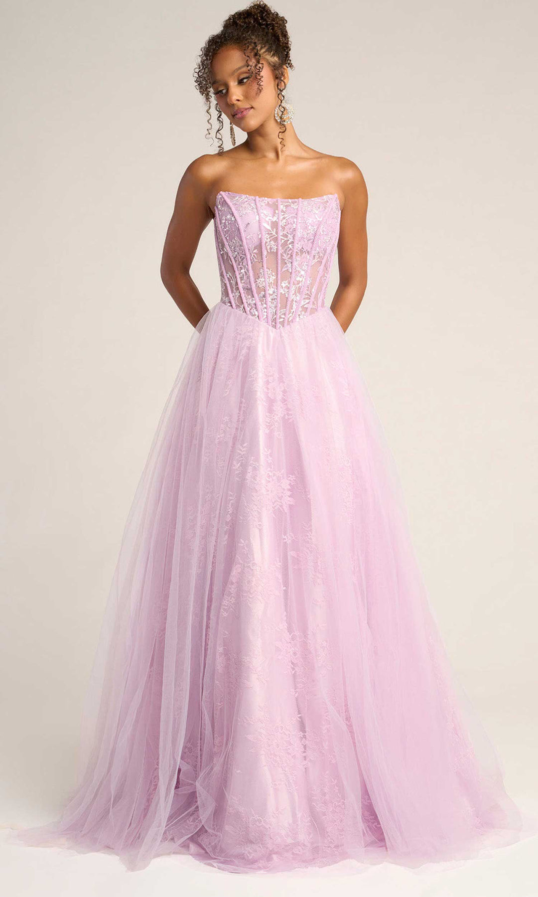Portia and Scarlett XO023 - Illusion Corset Lace A-Line Dress