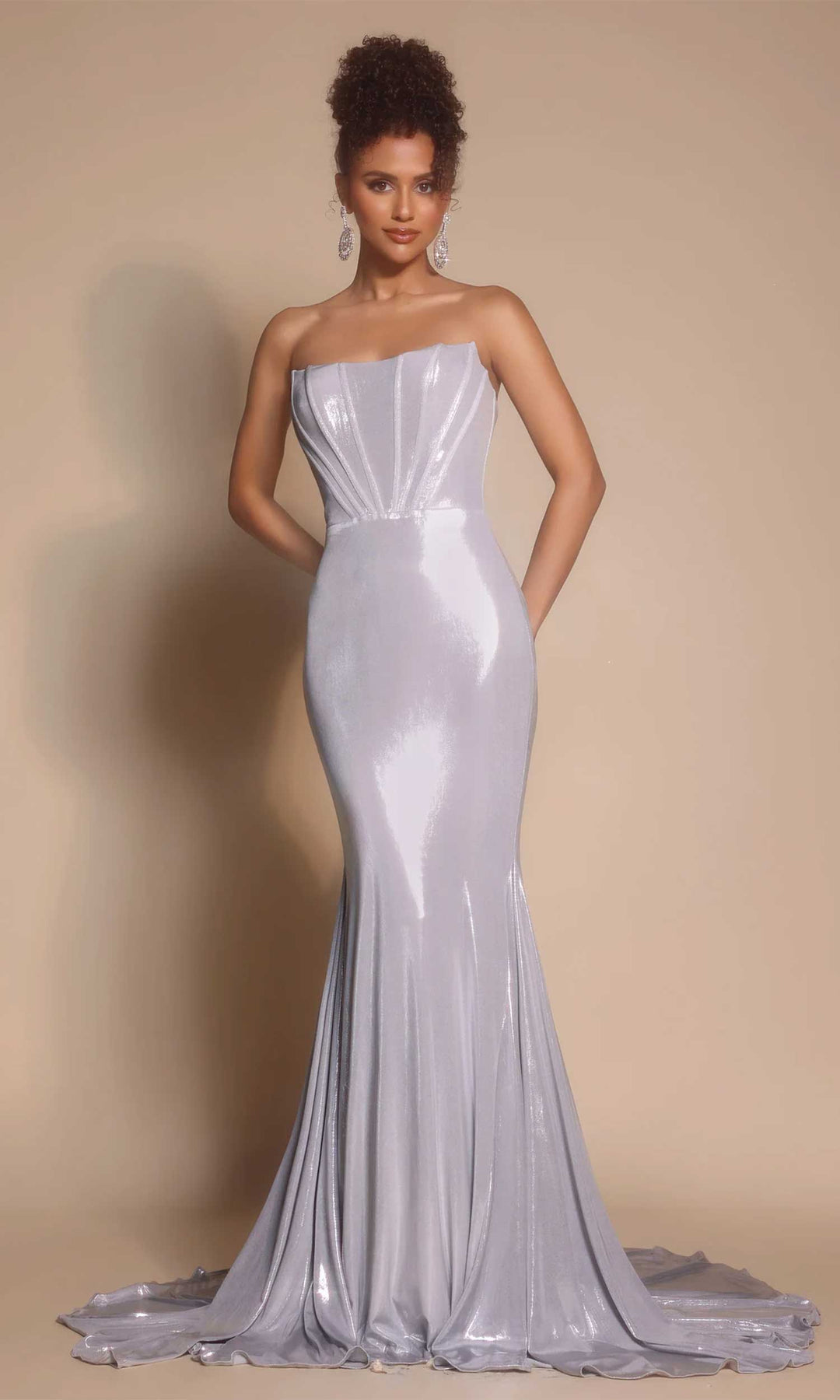 Portia and Scarlett XO097 - Straight Neckline Shiny Prom Dress