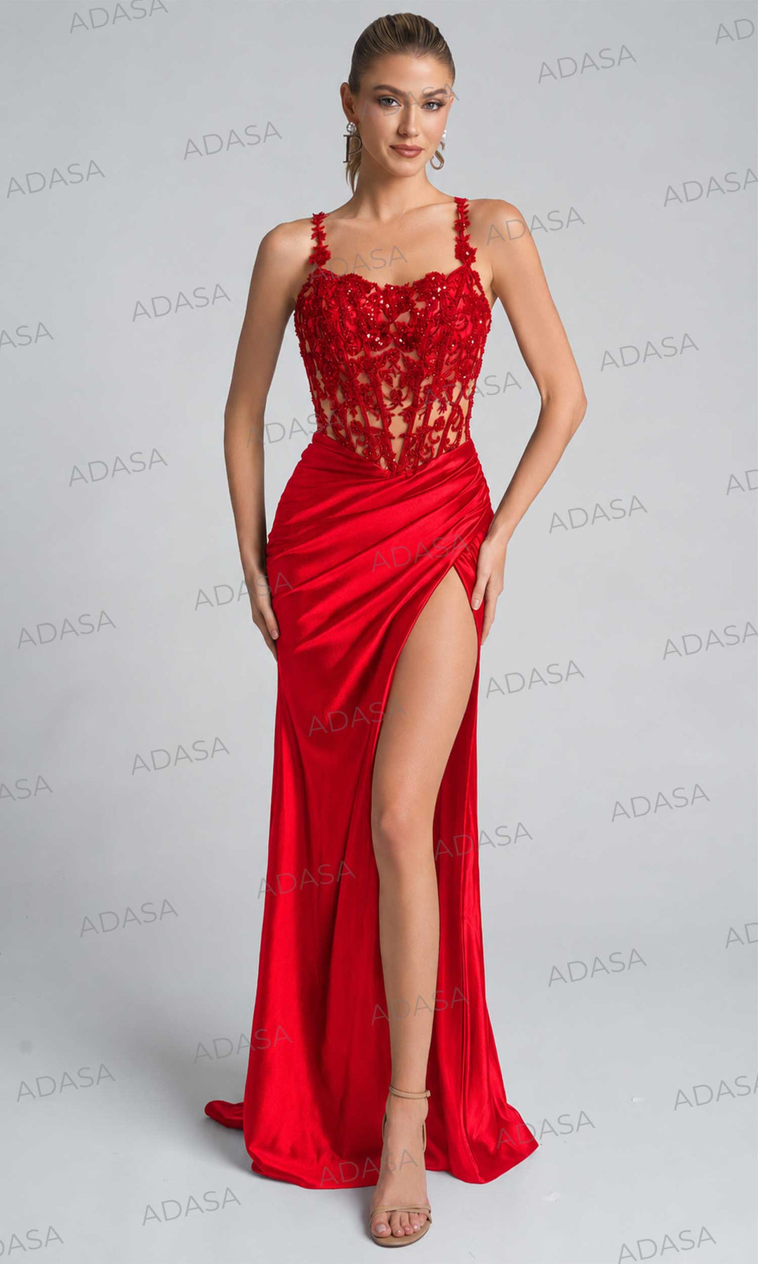 Portia and Scarlett XO119 - Spaghetti Strap Embroidered Corset Dress
