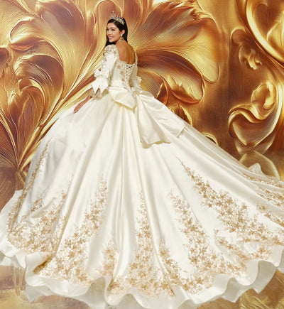 Princesa by Ariana Vara PR30210 - Sequin Embroidered Sweetheart Gown In White and Gold