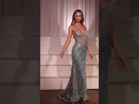 Ladivine CM370 - Rhinestone-Embellished Sleeveless Prom Gown