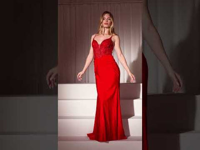 Ladivine CD779 - Plunging Sweetheart Long Gown