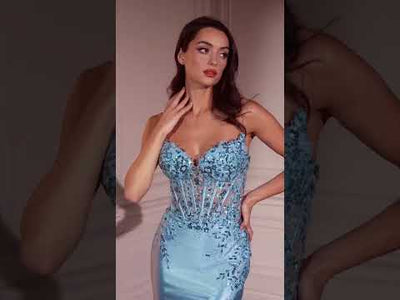 Ladivine KV1112 - Lace Applique Long Gown