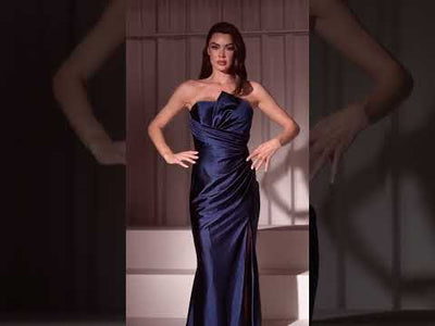 Ladivine KV1118 - Strapless Pleat Style Gown