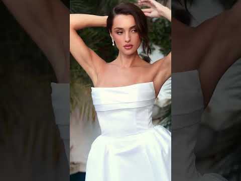 Ladivine Bridal KV1133W - Pleated Straight Neckline Mini Dress