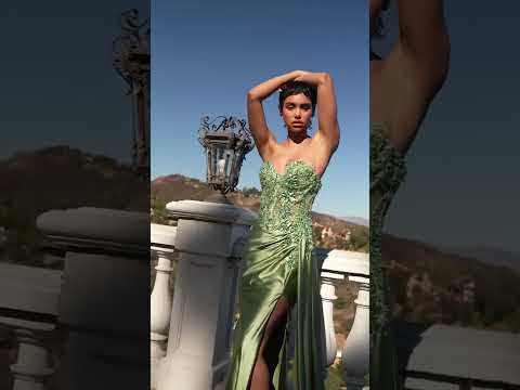 Ladivine CDS530 - Waist Cape Sequin Evening Dress