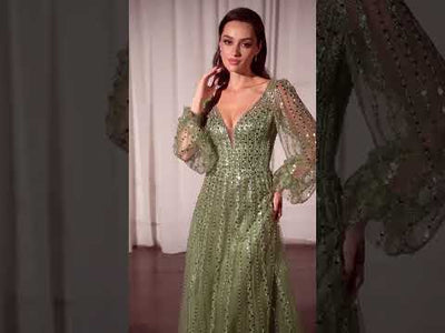 Ladivine CD0240 - Allover Beaded Evening Gown