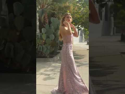 Ladivine C164 - Strapless Sequin Prom Gown