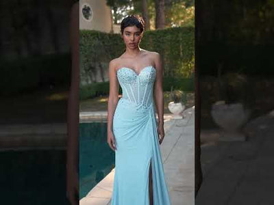 Ladivine CD770 - Slit Cut Glass Evening Dress